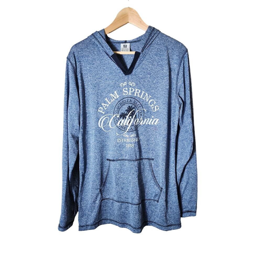 Blue PALM SPRINGS Lightweight Active Casual Sporty Pockets Hoodie SZ XL